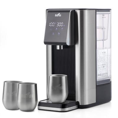 Bardi Heetwaterdispenser 2,6L – 6 Temperatuurstanden 45-100°C – Instant Waterkoker – Touch Display – Inclusief 3 RVS Thermoscups & Onderzetter – RVS