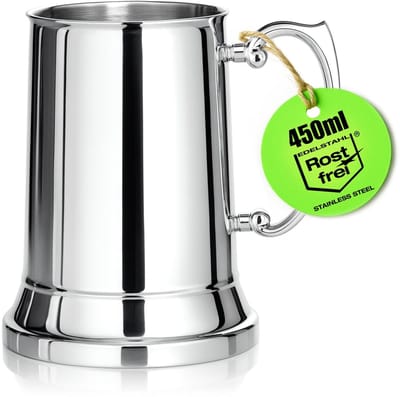 Allecto - Dubbelwandige thermobeker - Stevige drinkbeker voor kamperen - Zilverkleurige bierpul - BPA-vrij - Geschikt voor buitengebruik