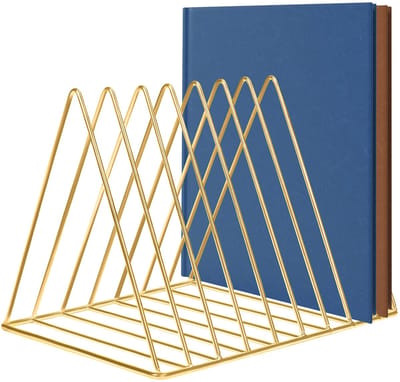 Unyqoos ® Tijdloze Gouden Metaalhouder voor Tijdschriften en Boeken met Stijlvol Design