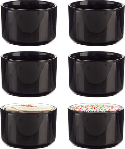 Vessia amuse/dessert kommetjes/serveer schaaltjes - set 6x stuks - zwart - 10 x 6 cm - keuken/eettafel - keramiek