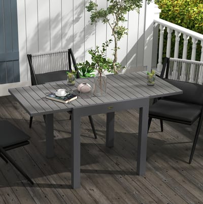 MIVRAY Tuintafel - Uitschuifbare Eettafel Voor 6 Personen - Voor Balkon, Tuin En Terras - Aluminium Grijs - 81 Tot 162 X 80 X 75 Cm