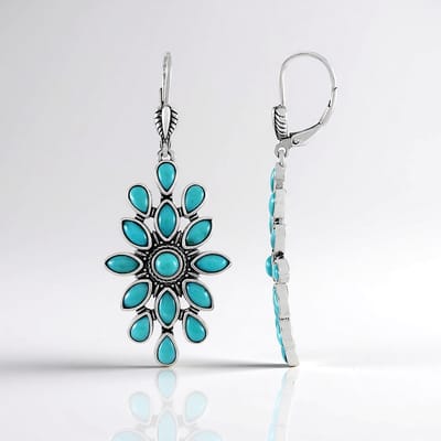 Cavill - Zilveren Oorbellen 925 - Turkoois 5,7 ct Marquise, Druppel en Rond - Unieke Turkooizen Oorbellen Dames met Haaksluiting