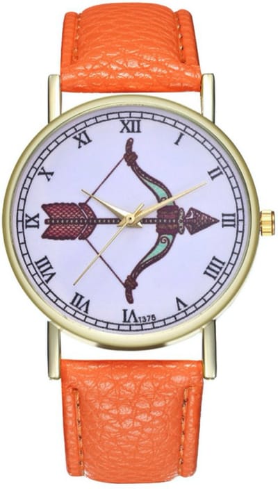Hidzo Horloge Pijl en Boog Ø 38 - Oranje - Kunstleer