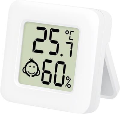 LOGILINK Professional Platte reisthermo-hygrometer (3 stuks), met emoji-weergave voor het comfortniveau, wit