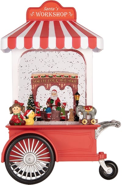 Clayre & Eef Kerstdecoratie met LED-verlichting en muziek 16x9x27 cm / 3xAA Rood Kunststof