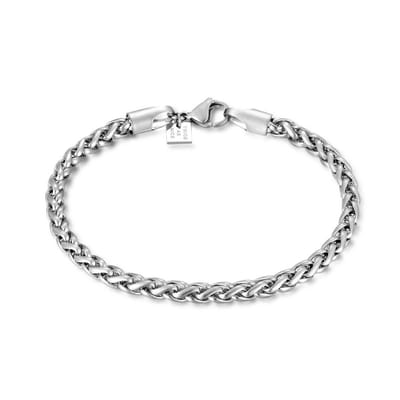 Twice As Nice Armband in edelstaal, gevlochten schakelketting 21cm