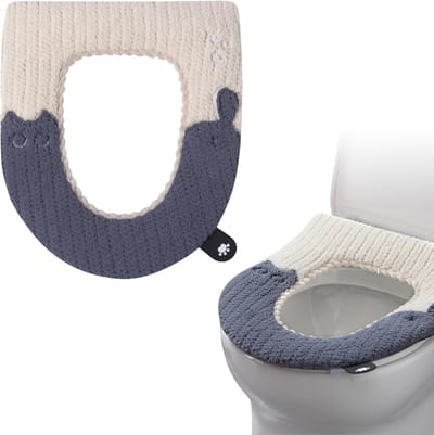 Toiletbrilhoes - Wc Bril Hoes - Toiletbril cover - Wasbare toiletbrilhoes - Niet-elektrische verwarmde toiletbril - Pluche toiletbrilhoes - Klittenbandsluiting - Met handgreep - Geschikt voor herfst- en wintertoiletbrilhoes - Grijs