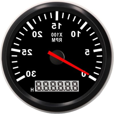 Toerenteller LCD - Maritieme Toerenteller Urenteller - Motor Monitoring - IP67 Waterdicht - 85 mm Diameter - Zilver