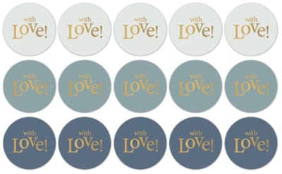 30x Sticker Blue Love - liefde - vaderdag - sluitsticker - zegel - leuk inpakken - papadag - papa - vader