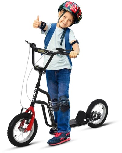Kinderstep - Kinderstepjes met 12-inch Luchtbanden - Step - Stadsstep - Stuurhoogte: 75-80 cm - Speelgoed Jongens/Meisjes 5-12 jaar - Draagkracht tot 100 kg - Zwart