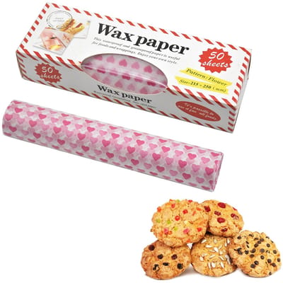 Allecto - Food Wrapping Paper - Bijenwasfolie - Milieuvriendelijk - 50 Vellen - Voedselveilig - Perfect voor Verpakking - Kleurrijk Hartpatroon