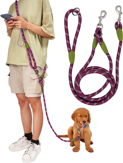 MAGICSHE Handsfree Hondenriem 2,5 Meter, Canicross Looplijn Hond - Nylon Touw - Crossbody Reflecterend Trainingslijn Paars