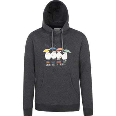 Mountain Warehouse Heren Great British Weather Overhead Hoodie (Charcoal)