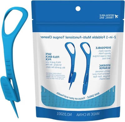 Tongschraper set - Mondverzorging - Frisse adem - Antislip grip - 19 cm lengte - Blauw