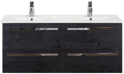 Seville Badmeubelset 120 cm - 4 Laden Black Oak - Keramische Wastafel Wit Enjoy