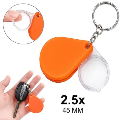 Sleutelhanger Handloep I Juweliersloep I Vergrootglas I Leesloep I Loep I 2.5 x Vergroting I 45 MM Lens I Oranje