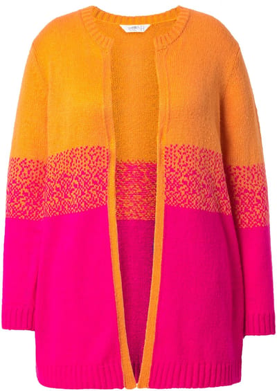 Angel of Style - Dames - Cardigan recht open pasvorm colorblocking - Neon bes - Maat 46+