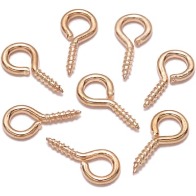200 pièces Crochets à œillets Finement polis Fabriqués à la main Couleur Pure Petits Goupilles à vis à œillet pour la Fabrication de Bijoux Loisirs Créatifs DIY Gold