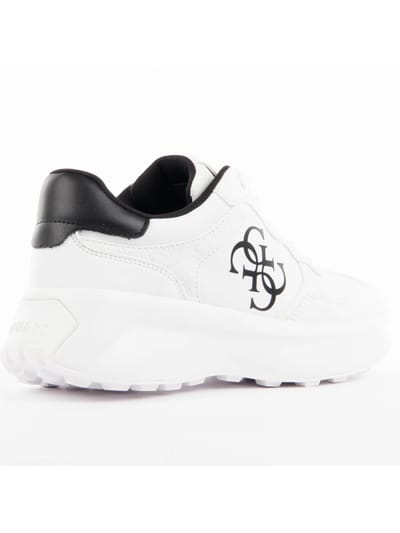 Printed Lace-Up Sneakers with Polyurethane Composition Wo - White