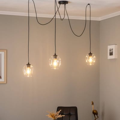 EMIBIG LIGHTING Hanglamp Starla, decentraal, 3-lamps, helder, glas, E27