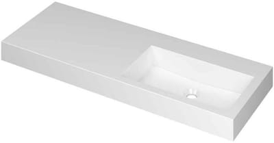 INK Momento Wastafel Polystone Wasbak Rechts Zonder Kraangat - 1200x450x90 mm - Glans Wit