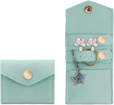 Kleine Reisjuwelendoos - Opvouwbare Organizer voor Ringen, Kettingen en Oorbellen - Microfiber Draagbare Juwelentas (Groen)
