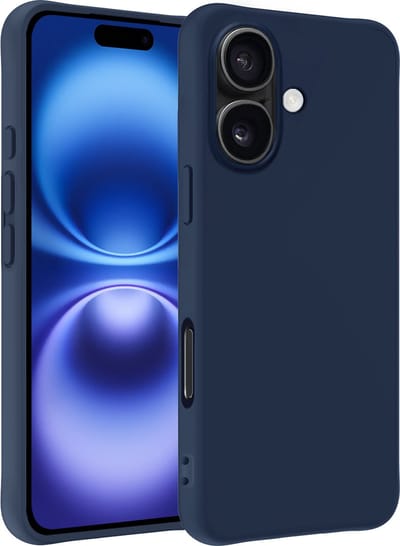 Hoesje - Geschikt voor Apple iPhone 16 - Sterk & Shockproof - Siliconen Case - Hoes Cover - Telefoonhoes - Donkerblauw