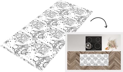 Keukenloper - Loper keuken - Inca - Maskers - Patroon - Zwart-wit - 120x50 cm - Keukenloper vinyl