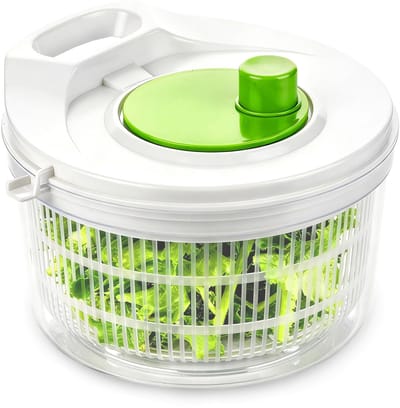 Dailygoods- Saladecentrifuge 2,5 l - Slakom/zeef - Keukenhulp - BPA-vrij - Transparant/ergonomisch - Handmatige aandrijving - Sladroger
