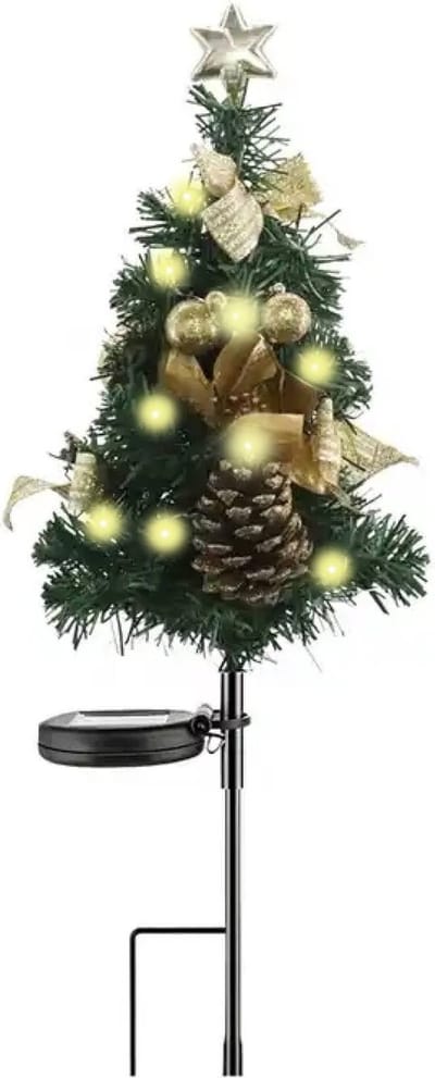Trend24 - Mini kerstboom - Kerstboom met verlichting - Kerstboom met led - Kunstkerstboom - Kerstversiering - Kunststof - Op zonne energie - Warm wit - 65 cm