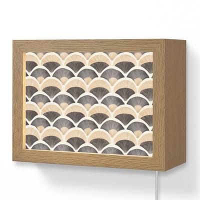Wandlamp 20x15 cm - Oplaadbaar - Waaier - Patroon - Zwart - Beige - Wandlampen binnen woonkamer - Slaapkamer lamp met kabel - Decoratieve nachtlamp - Vloerlamp snoer