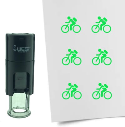 CombiCraft Stempel Fiets 10mm rond - groene inkt