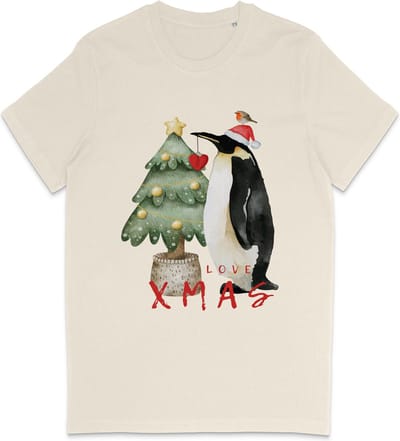 Grappig t Shirt Heren Dames - Kerst Pinguin - Wit Vintage - Maat S