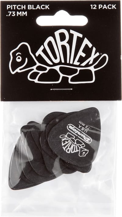 Jim Dunlop Tortex Pitch Black - Plectrums - 0,73 mm - Player's Pack 12 Stuks