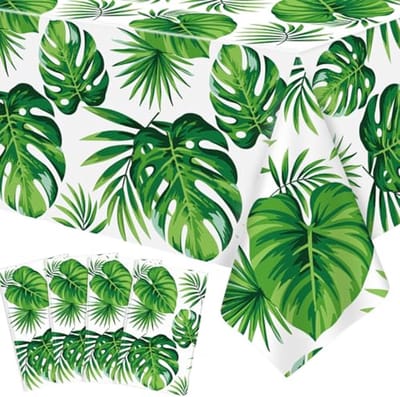 Ultiluxe® Tafellaken Wegwerp - Bladeren - Dun Tafelkleed - Tafeldecoratie - 130x220 cm - Botanisch - Waterafstotend - Palmblaadjes - Voor feestjes en verjaardagen - Groen