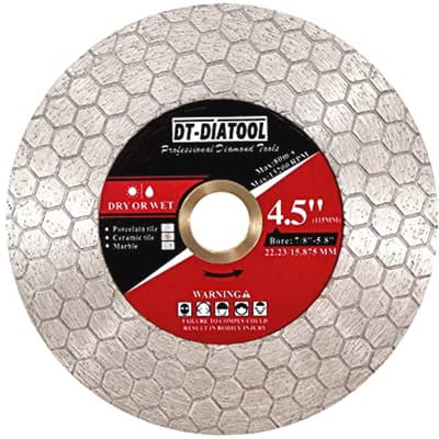 Diamant Zaagblad 4.5 Inch voor Porselein, Keramiek en Marmer - Snijschijf voor Haakse Slijper