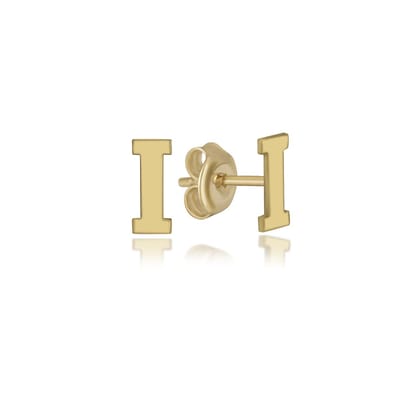 Letter I Gold Plated Initial Oorknoppen Zilveren (zilvergehalte 925 Sterling) (goudkleurig)