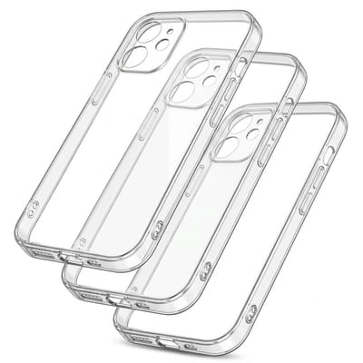 Transparant telefoon hoesje set van 3 geschikt voor iPhone 12 – doorzichtige backcover met verhoogde randen en schokbestendige hoeken – unisex clear case set