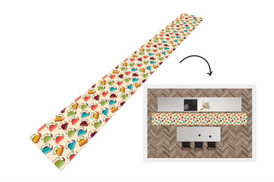 Keukenloper 400x50 cm - Keukenmat vinyl Design - Retro - Theepot - Kleuren - Keukenmatten loper - Keuken vloerkleed tapijt