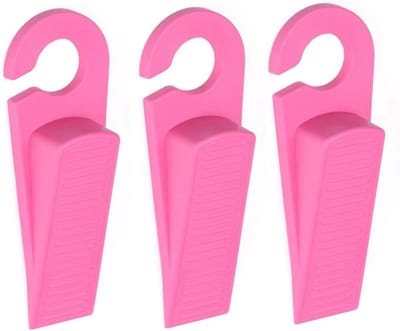 Deur Wiggen - Deurstop Set - Veilig Huis - Anti Slip Basis - 3 Stuks 13cm - Roze