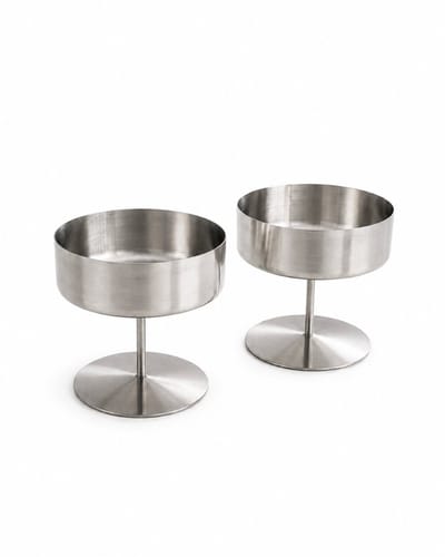 Mevaz IJscoupe Set van 2 – RVS Dessertschalen op Voet – IJsbekers – Dessertkommen – RVS Schalen – Modern Design – Zilver