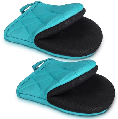 1 paar hittebestendige handschoenen - ovenwanten - Keukengerei - geschikt voor grillen/bakken/koken en barbecueën - PP-katoen - blauw