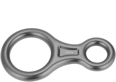 Klimring Figuur 8 - Touw Descender Rappel - Veilig Klimmen - 35KN Zware Dienst - 14.5x7.5x1 cm - Grijs