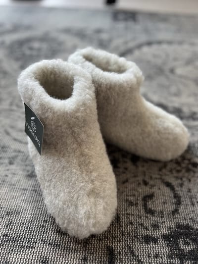 Noordiq - Merino Wollen Kindersloffen - Lichtgrijs - Maat 34/35