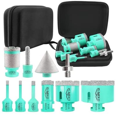 Diamant tegelboorset 10 stuks - voor porselein, keramiek, tegels, marmer, graniet