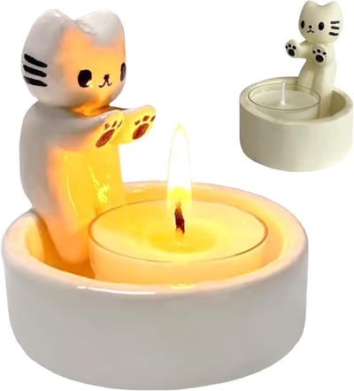 Schattige katten kaarsenhouder voor theelichten - Perfecte decoratie voor kattenliefhebbers in woonkamer en slaapkamer
