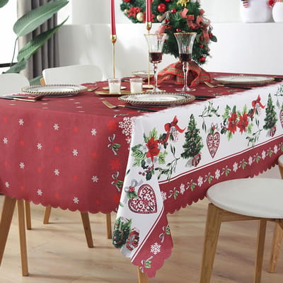Herbruikbaar Kersttafelkleed 5 X 6 FT Rechthoekig Tafelkleed Polyester Waterdicht Tafelkleed Cadeau M Type 1
