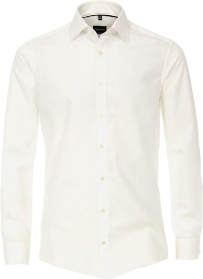 VENTI modern fit overhemd - popeline - beige met dubbele manchet - Strijkvrij - Boordmaat: 42