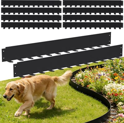 Borderranden Grasrand - Zwart Metalen Afscheiding voor Tuin en Gazon - 10 Delen (100x5cm) = 10m - Inclusief 120 Steekspikes