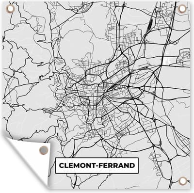Tuin poster Stadskaart - Frankrijk - Kaart - Clemont-Ferrand - Plattegrond - 200x200 cm - Tuindoek